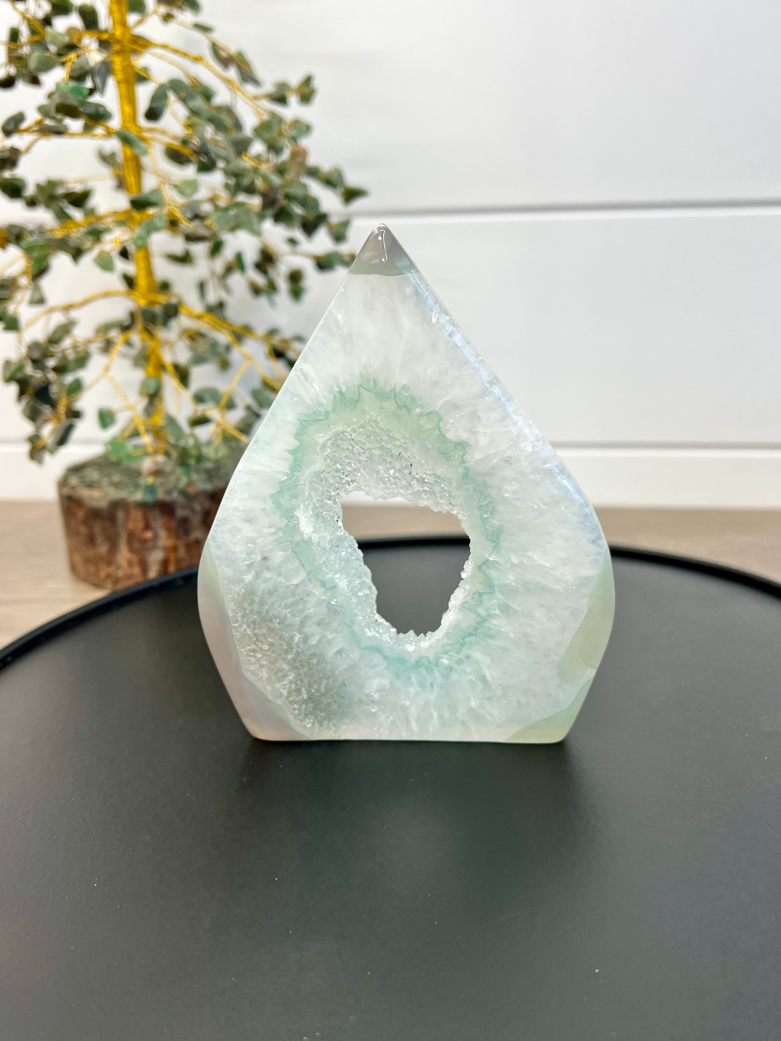 Mint Frost Druzy Agate Teardrop | 58