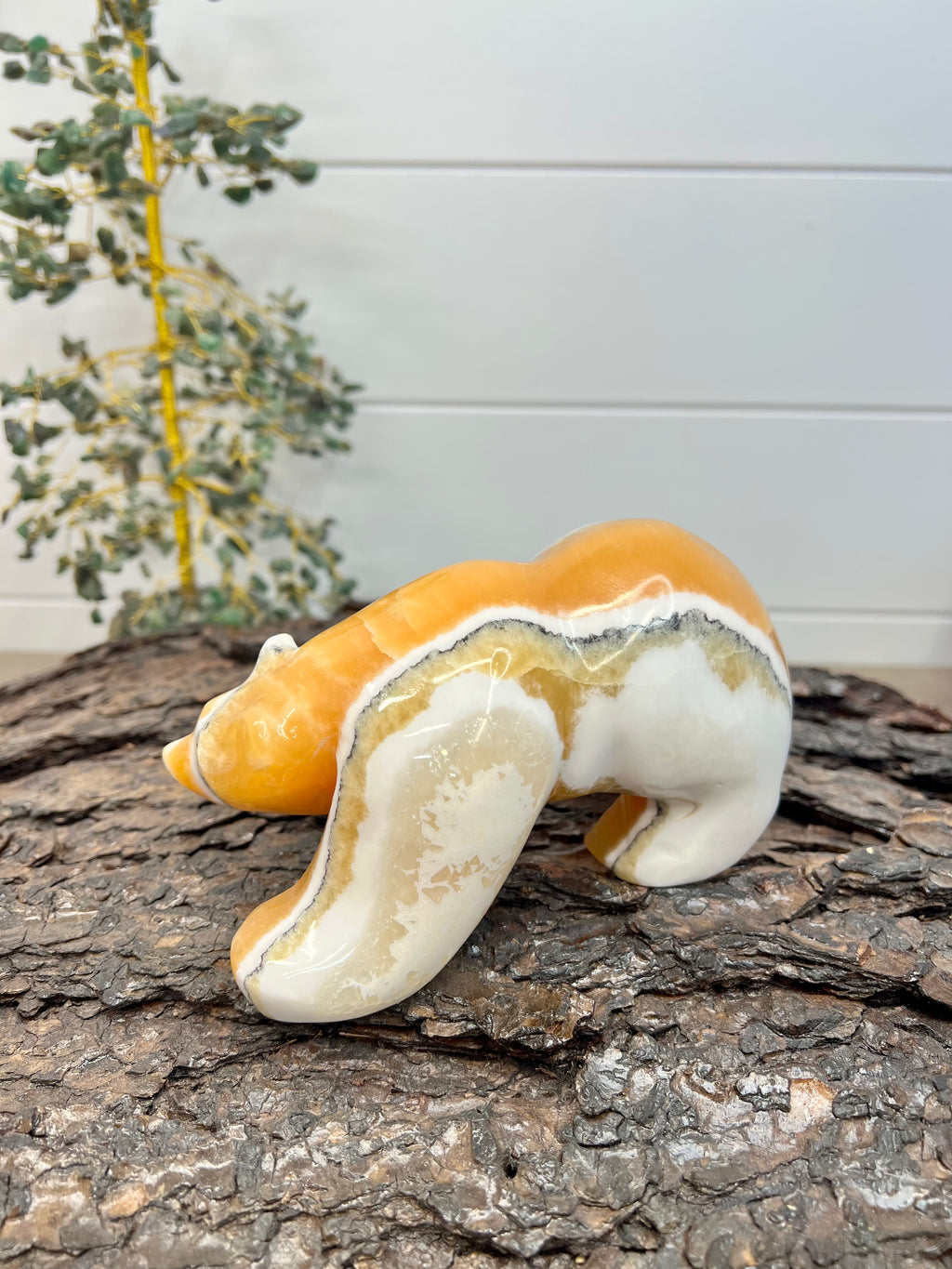 Banded Orange Calcite Bear -195
