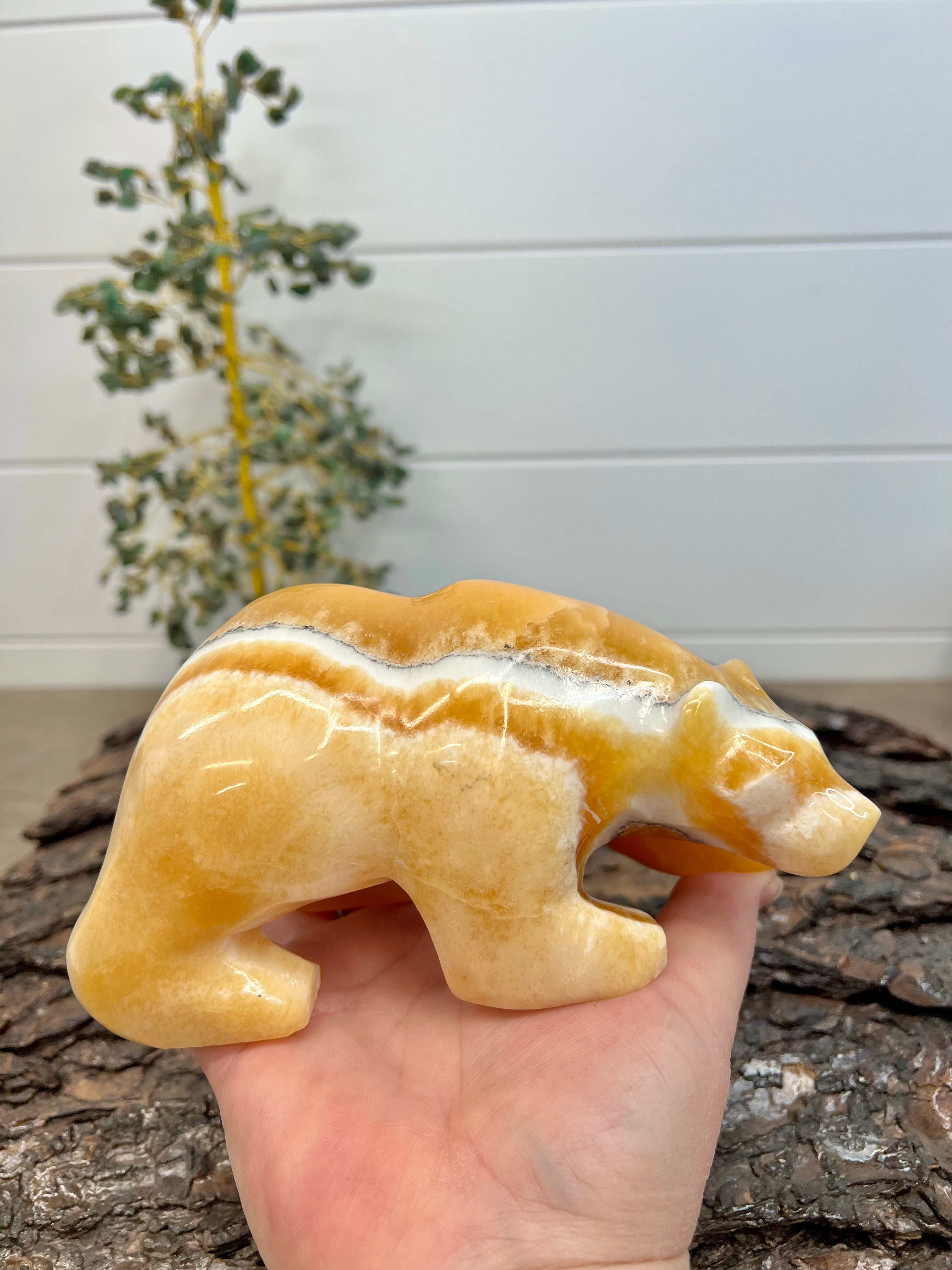 Banded Orange Calcite Bear -195