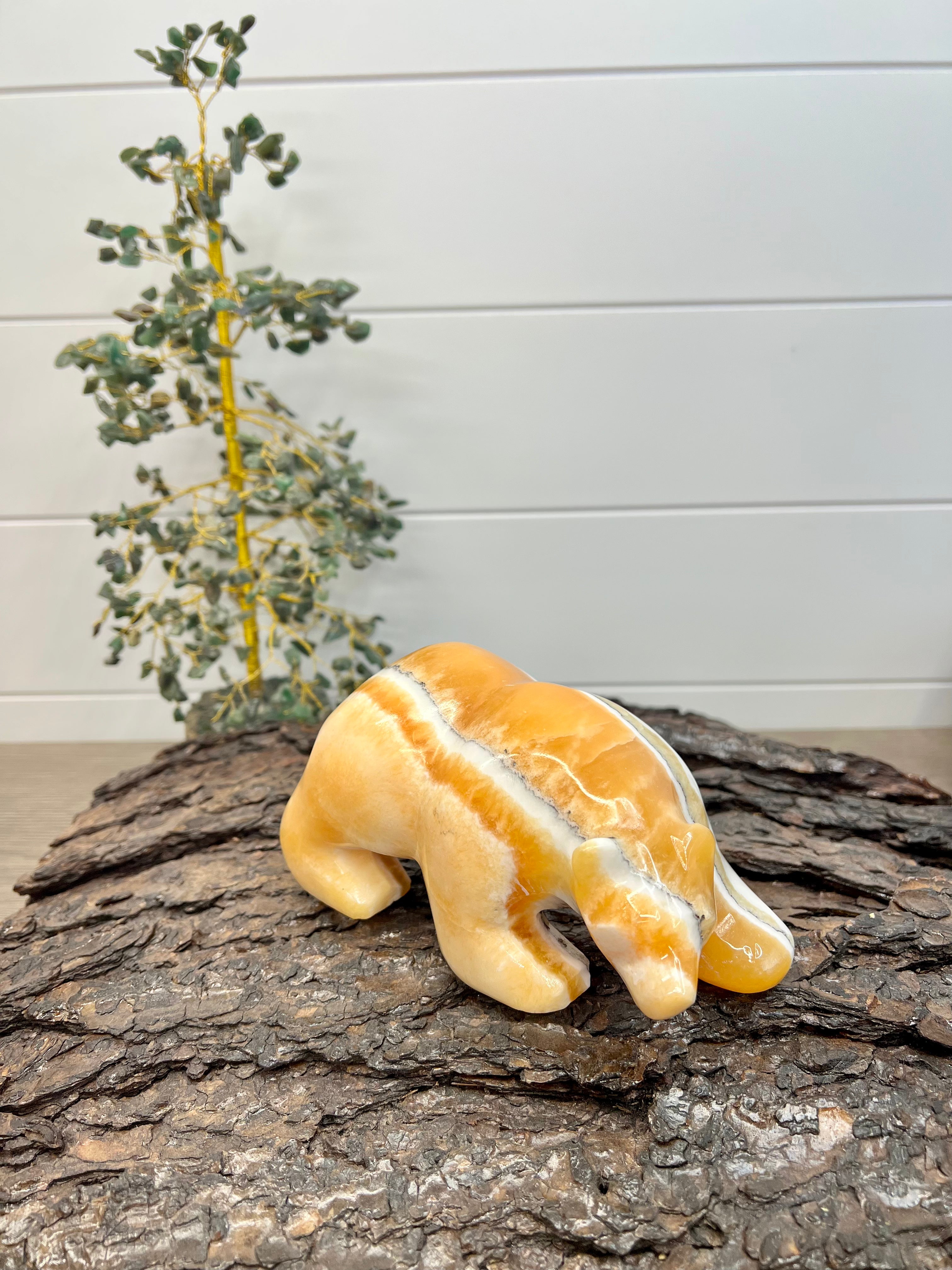 Banded Orange Calcite Bear -195