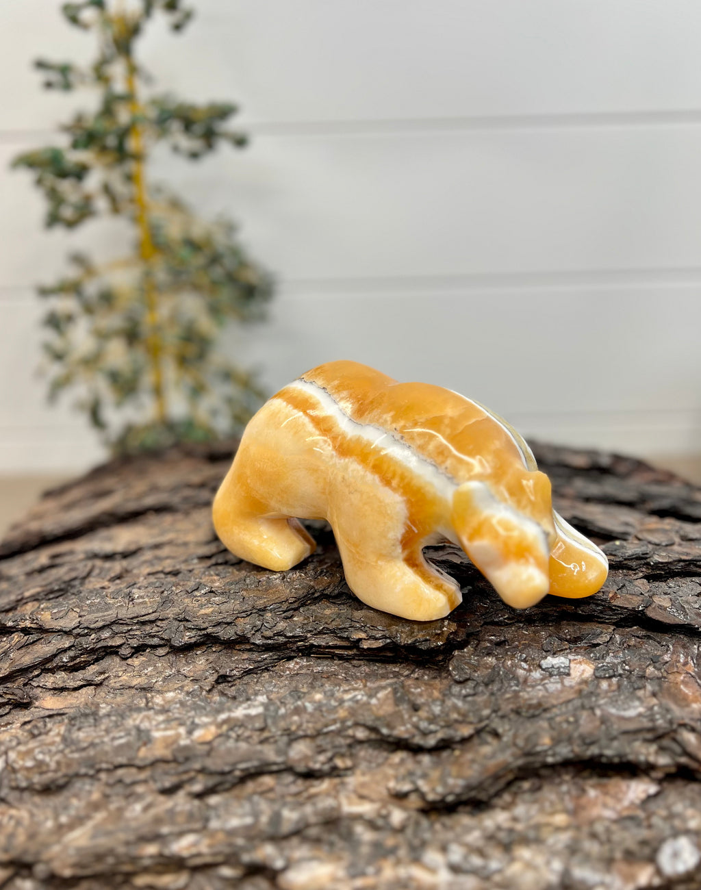 Banded Orange Calcite Bear -195