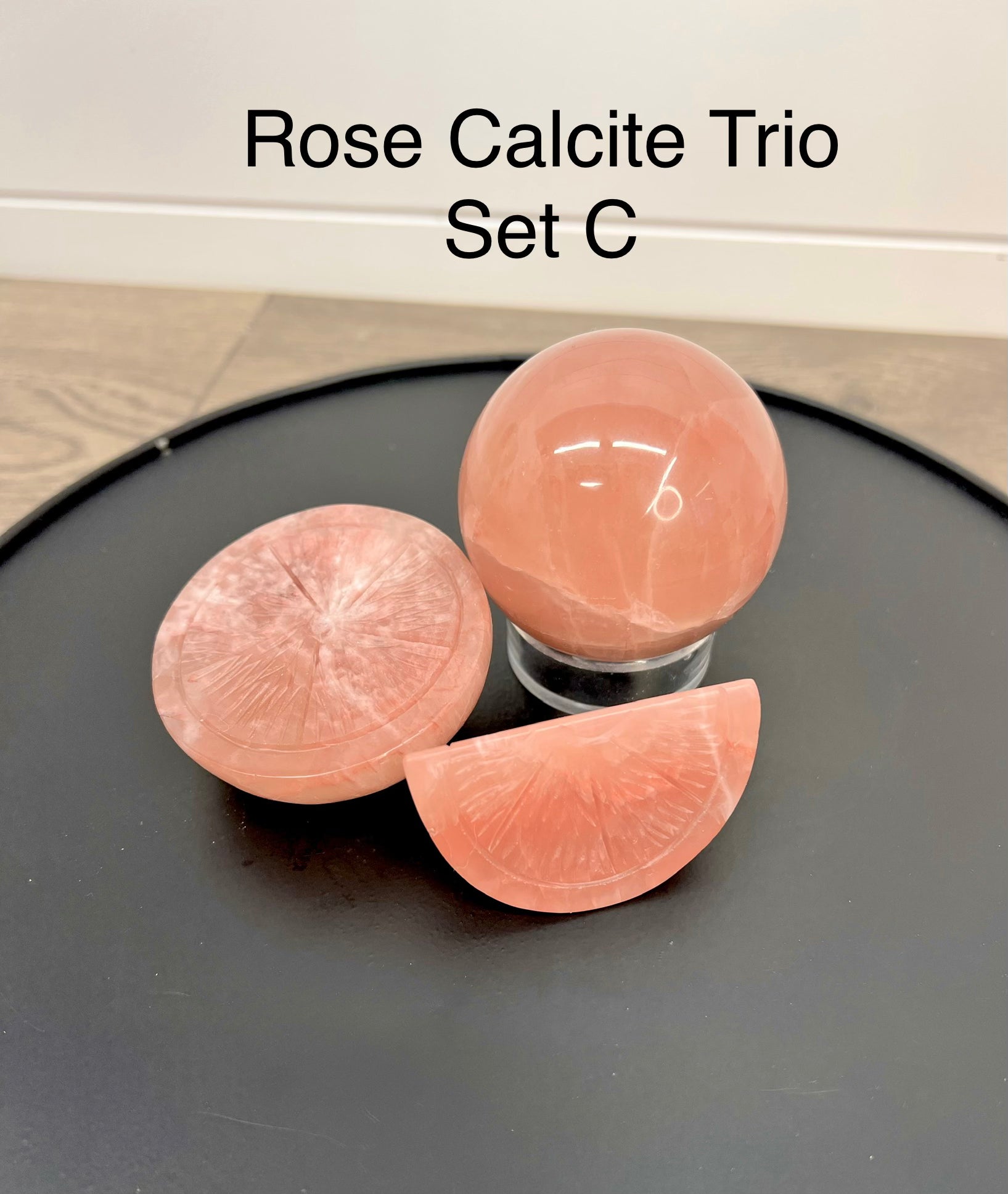 Calcite Fruit Trio – Lemon Set includes sphere, Full Slice & Wedge (Choose Your Set A–E)