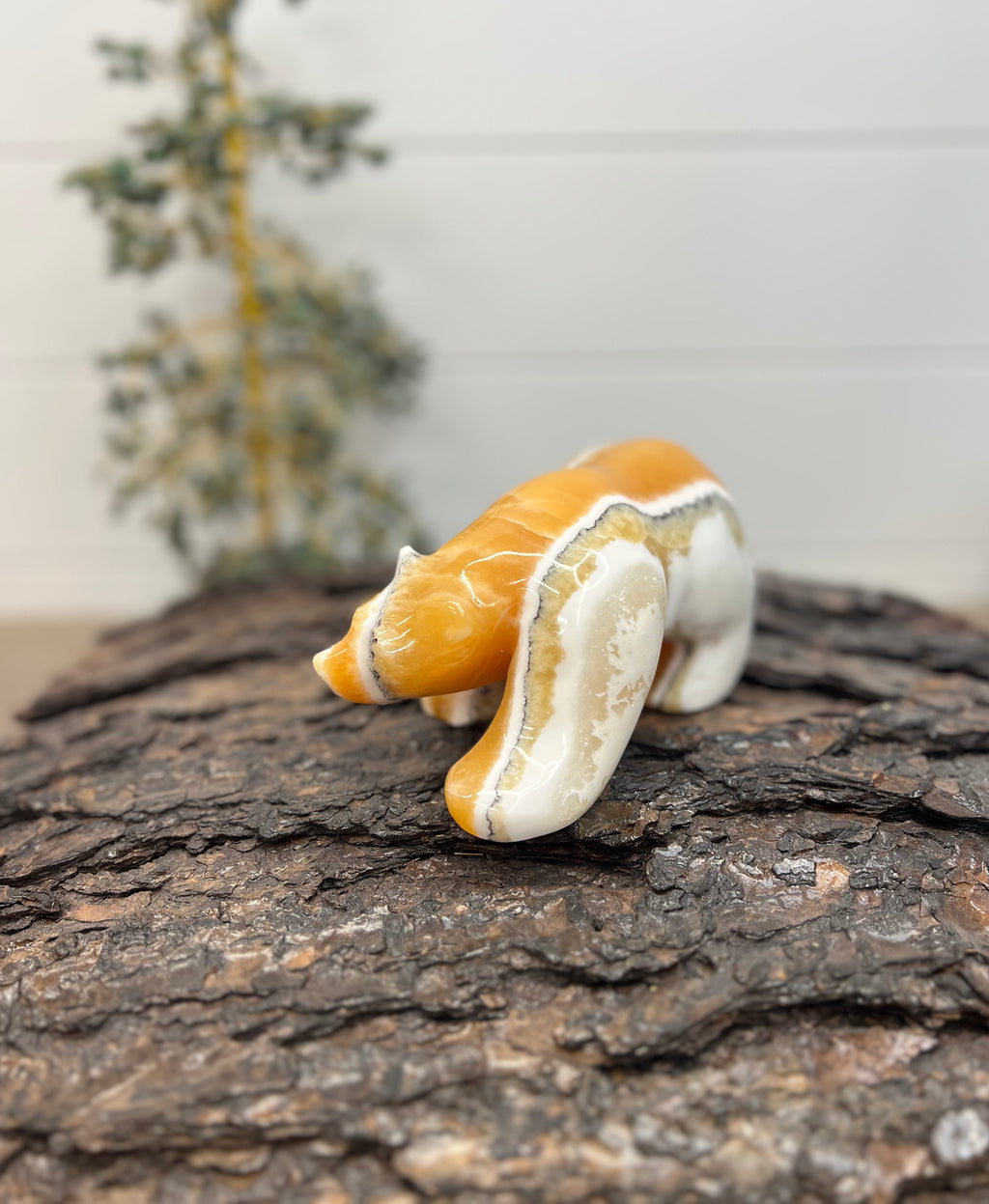 Banded Orange Calcite Bear -195