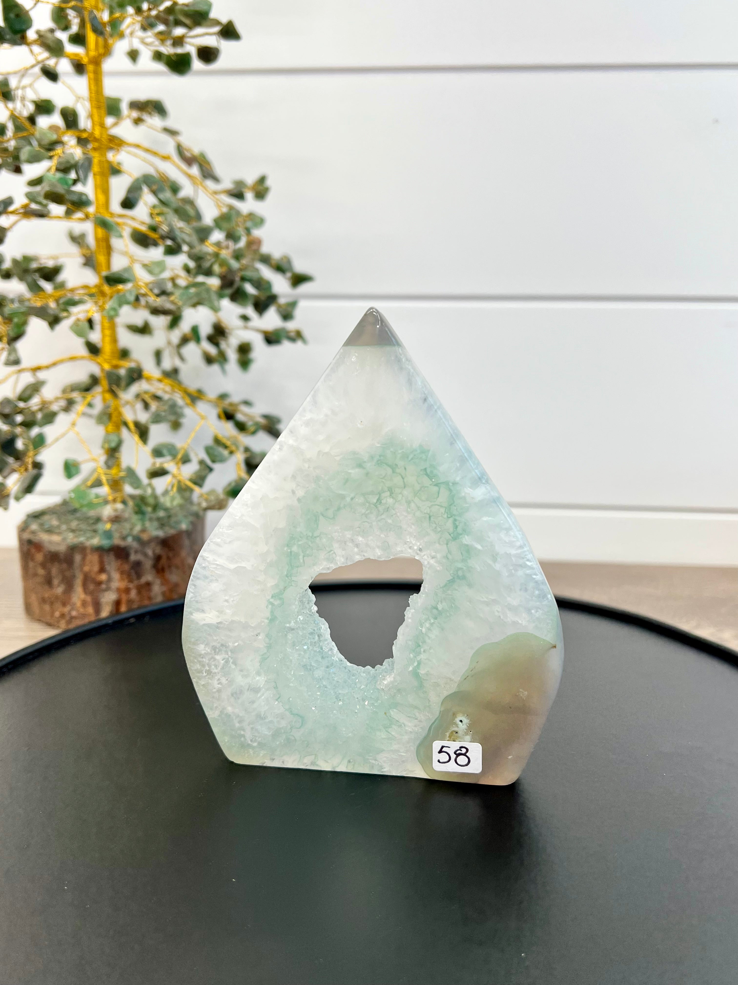 Mint Frost Druzy Agate Teardrop | 58