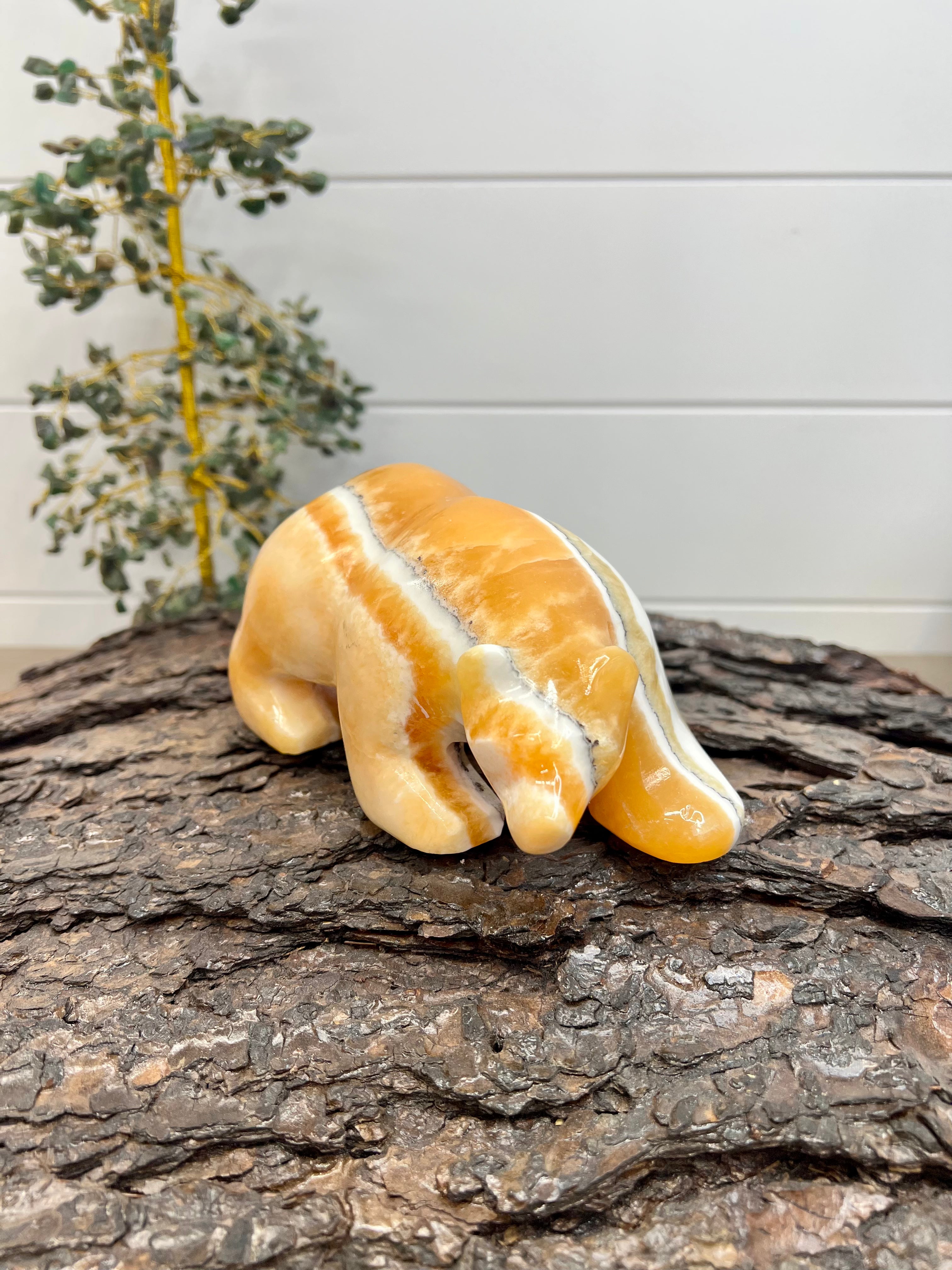 Banded Orange Calcite Bear -195
