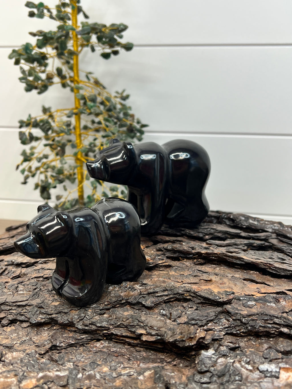Hand Carved Black Onyx Bears - 35/49