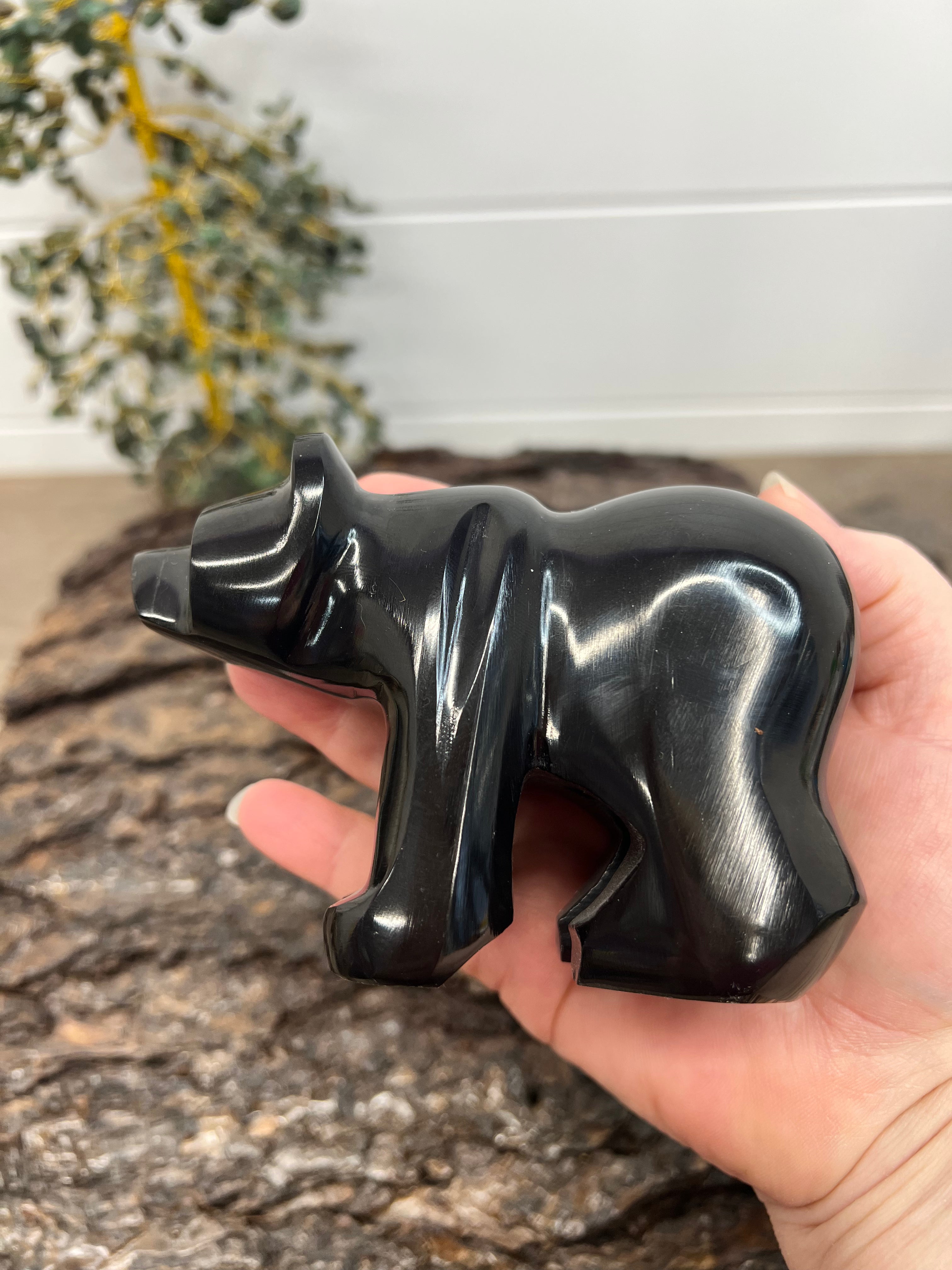 Hand Carved Black Onyx Bears - 35/49