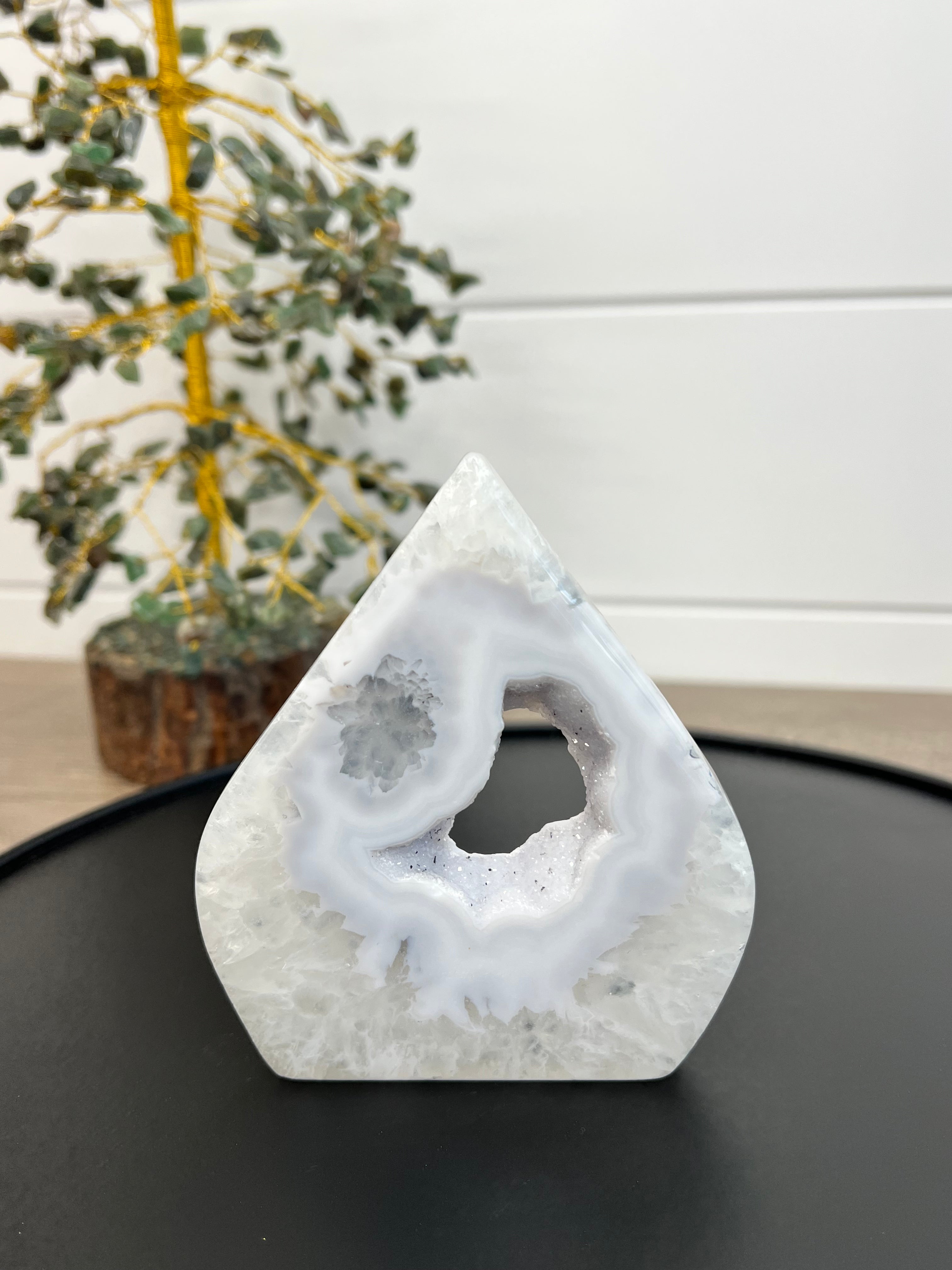 Snowy White Druzy Agate Teardrop | 46