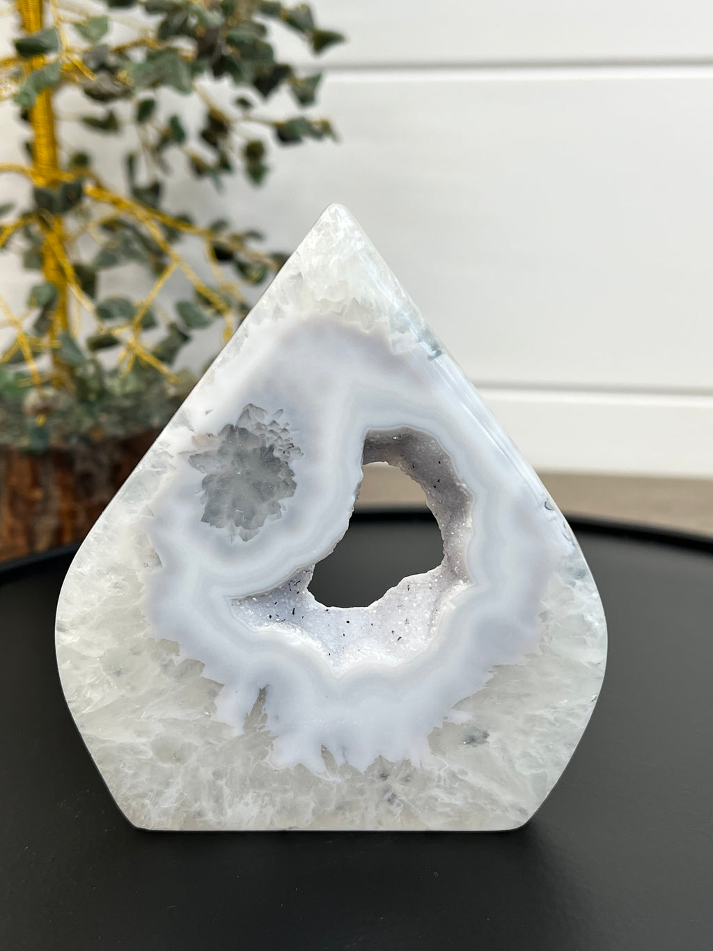 Snowy White Druzy Agate Teardrop | 46