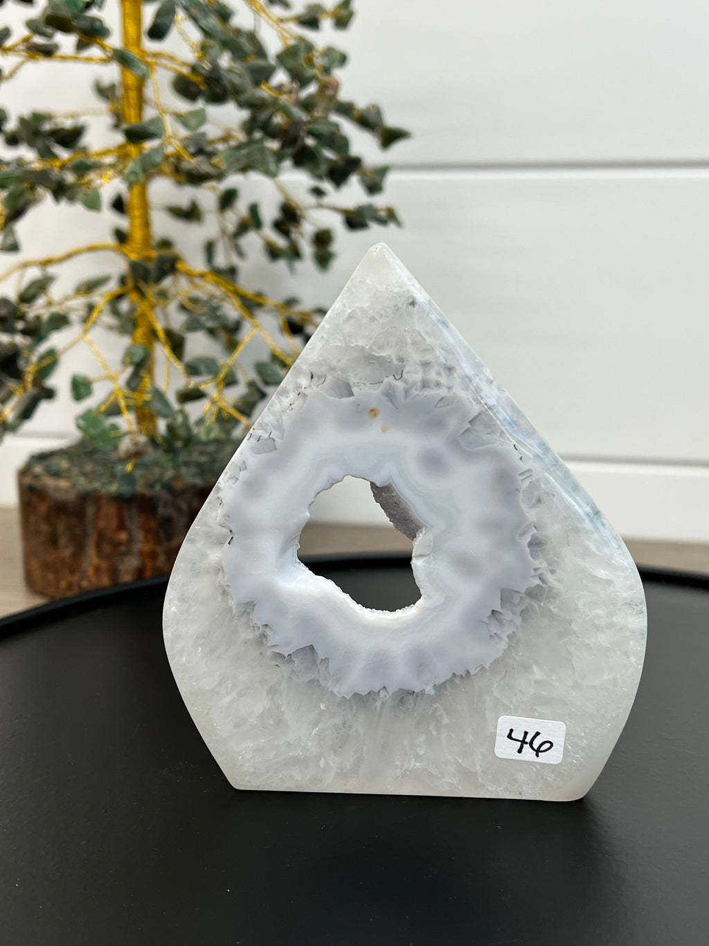 Snowy White Druzy Agate Teardrop | 46