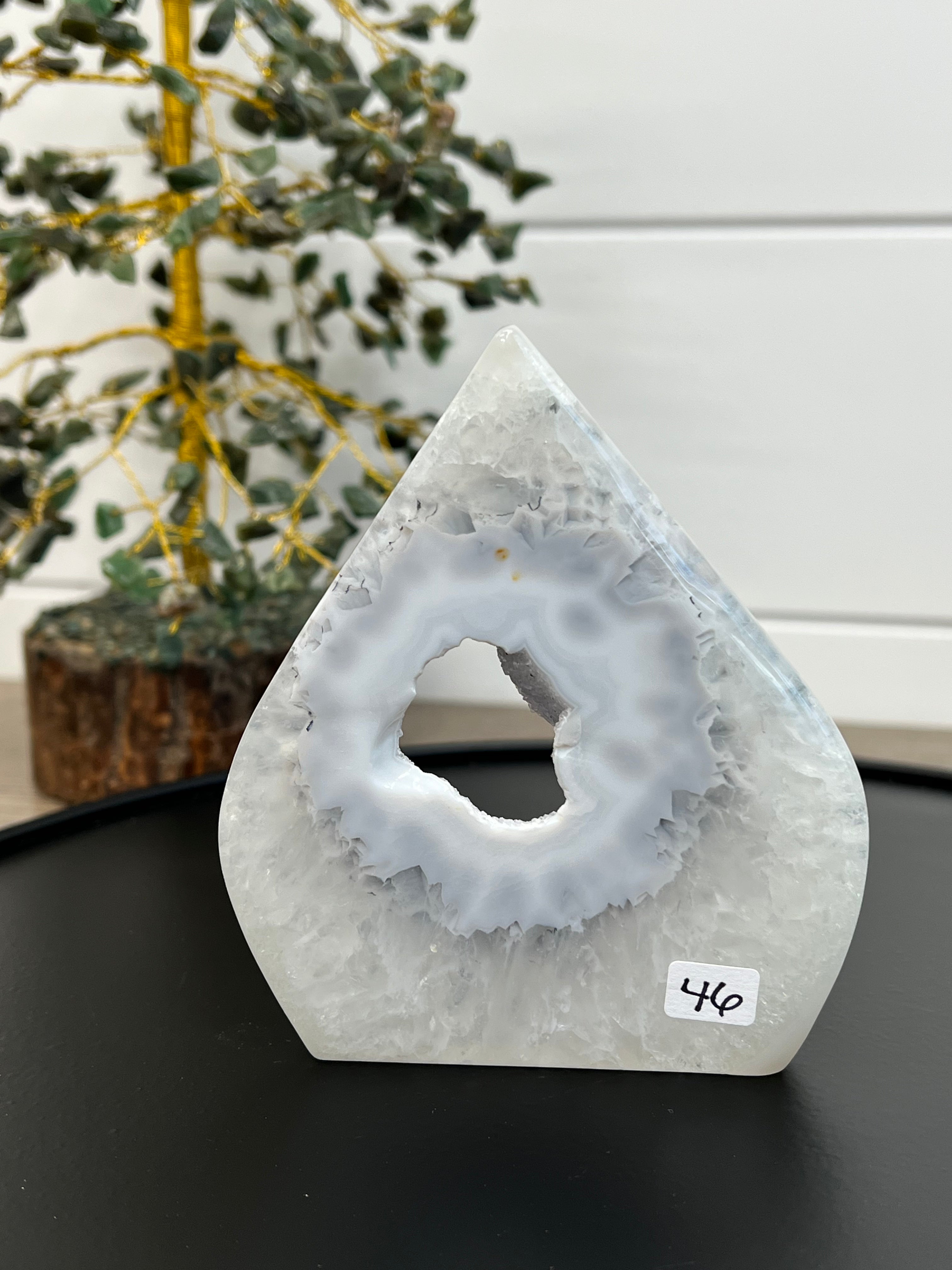 Snowy White Druzy Agate Teardrop | 46